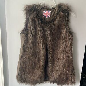 Miss London Faux Fur and Leather Vest Womens Size Large
